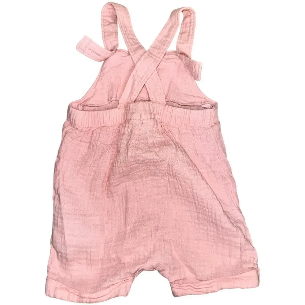 Gap Pink Dust Gauze Shortalls Baby Romper - Size 3-6 Months